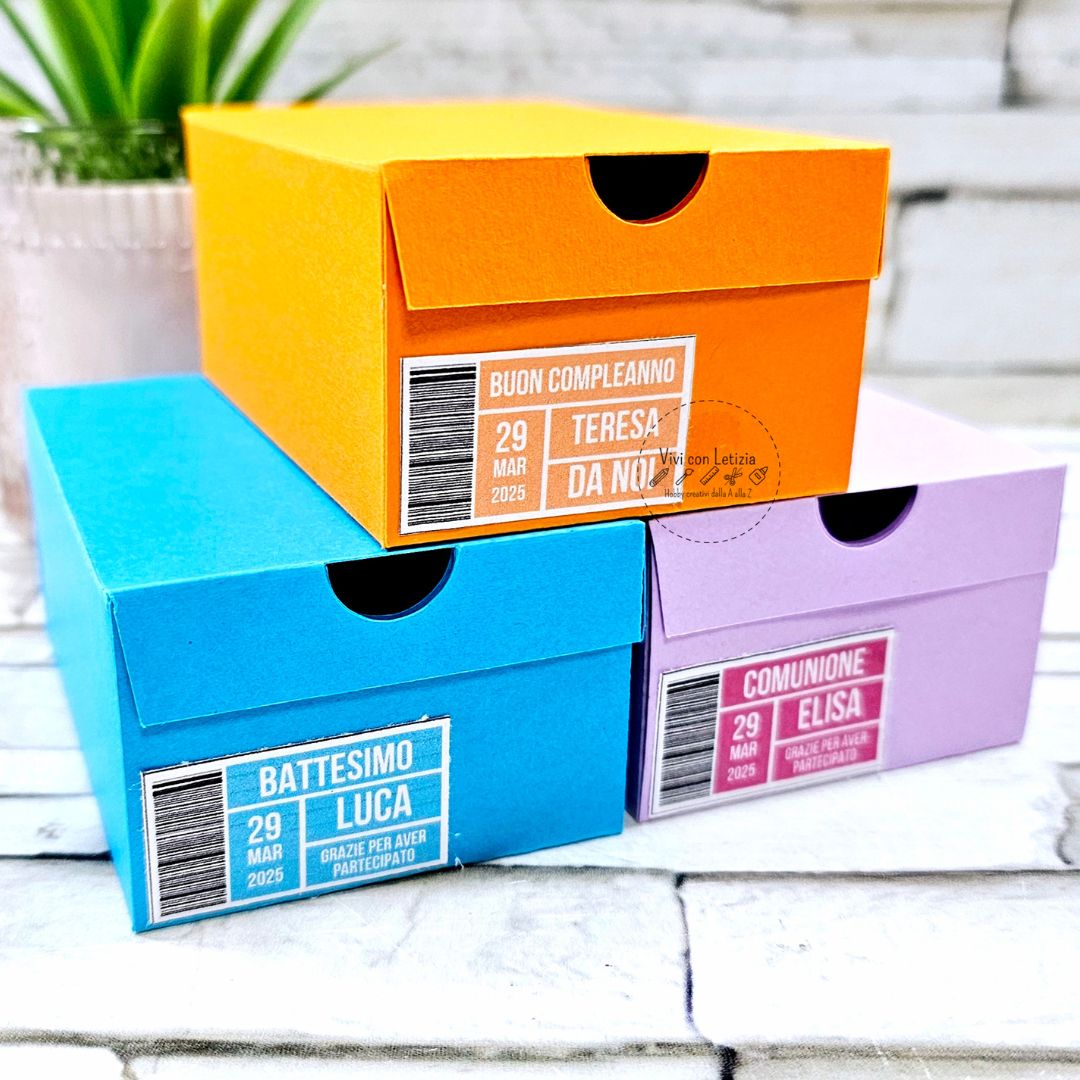 Mini scatola da scarpe con etichette personalizzabili