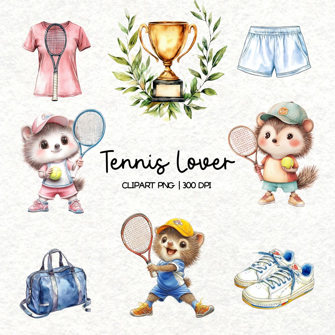 Tennis Lover | 43 Clipart PNG per scrapbooking die cuts fai da te