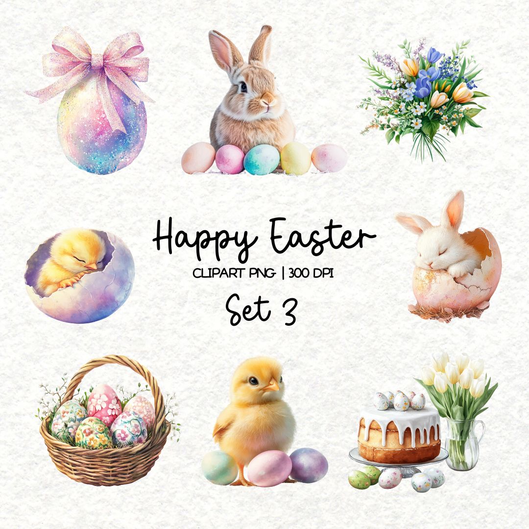 Happy Easter * Set 3 | 30 Clipart PNG per scrapbooking die cuts fai da te
