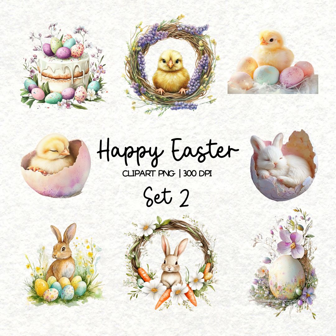 Happy Easter * Set 2 | 30 Clipart PNG per scrapbooking die cuts fai da te