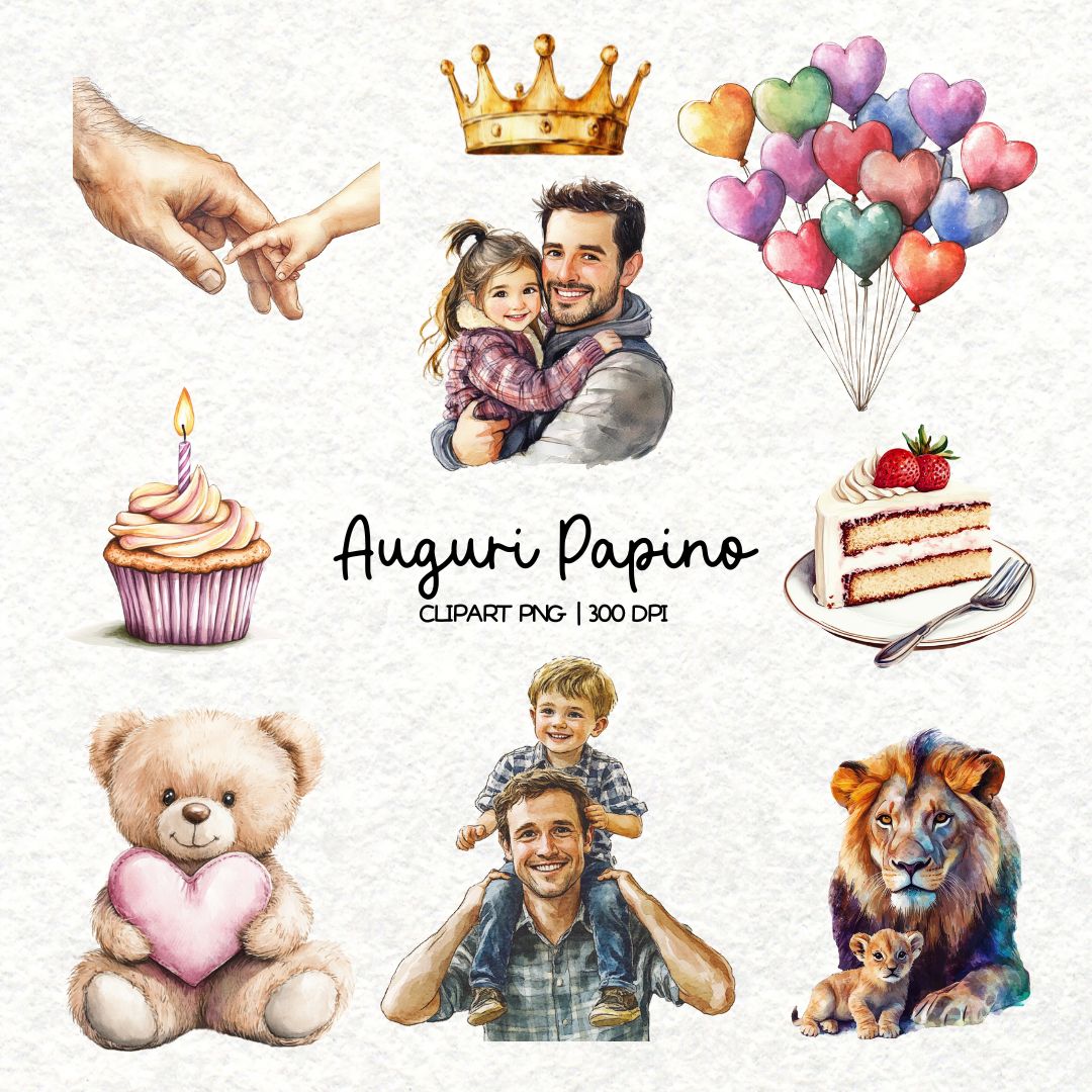 Auguri Papino | 49 Clipart PNG per scrapbooking die cuts fai da te