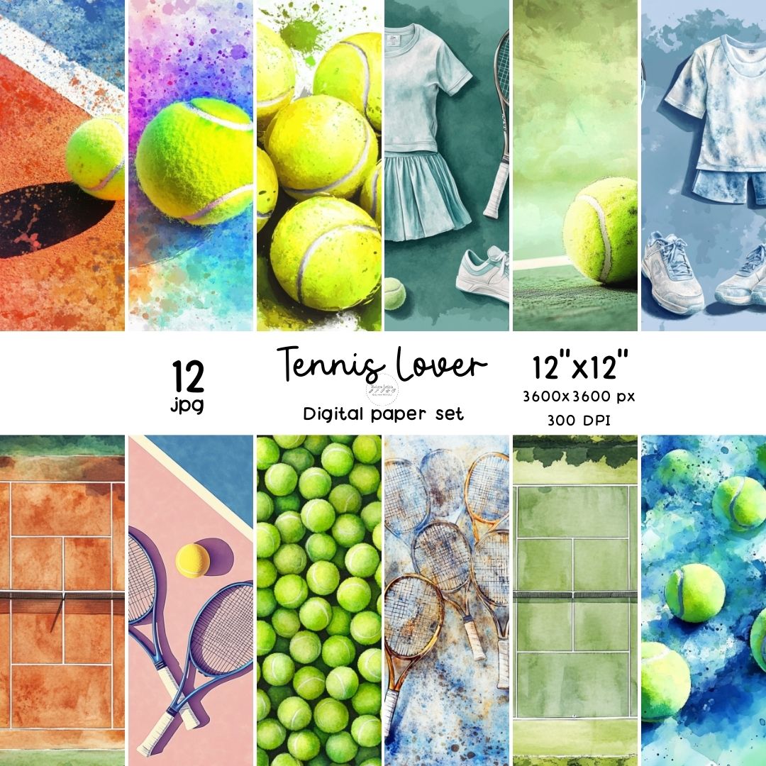Kit carta scrapbooking Tennis Lover | formato 30.5x30.5 (12"x12")