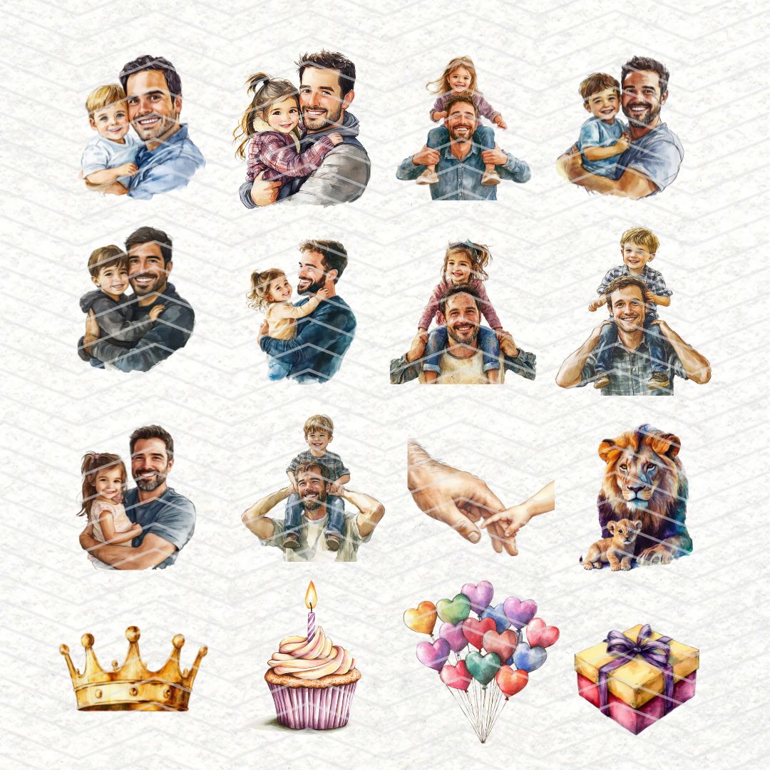 Auguri Papino | 49 Clipart PNG per scrapbooking die cuts fai da te