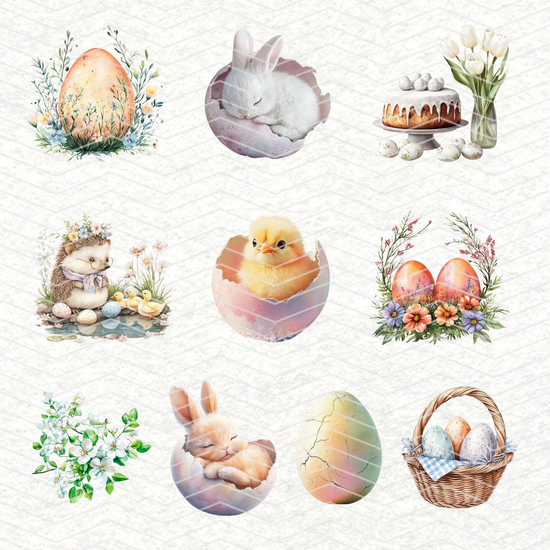 Happy Easter * Set 3 | 30 Clipart PNG per scrapbooking die cuts fai da te