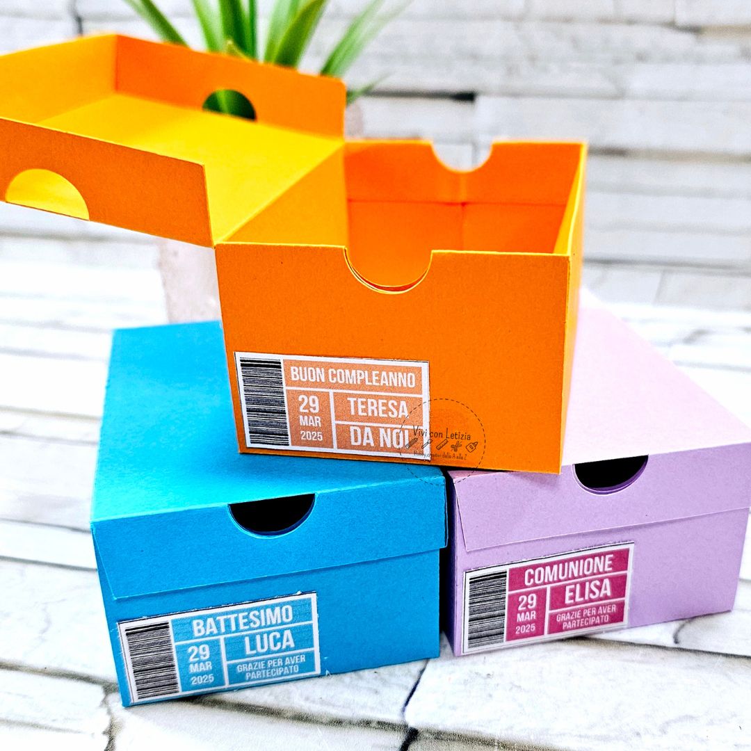 Mini scatola da scarpe con etichette personalizzabili