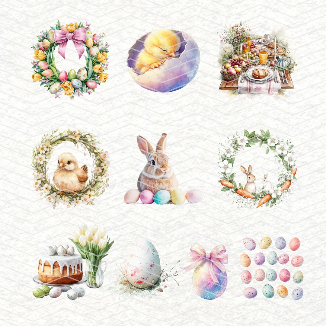 Happy Easter * Set 3 | 30 Clipart PNG per scrapbooking die cuts fai da te