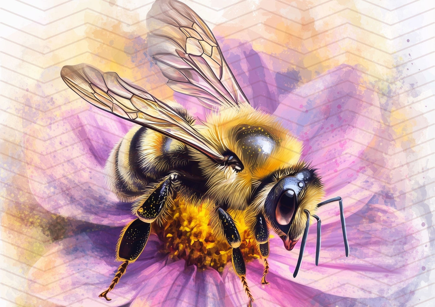 Kit carta scrapbooking con api Bee Happy | formato A4 orizzontale