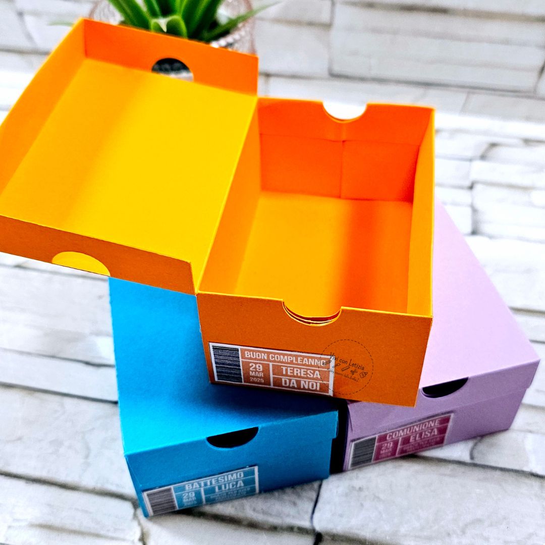 Mini scatola da scarpe con etichette personalizzabili