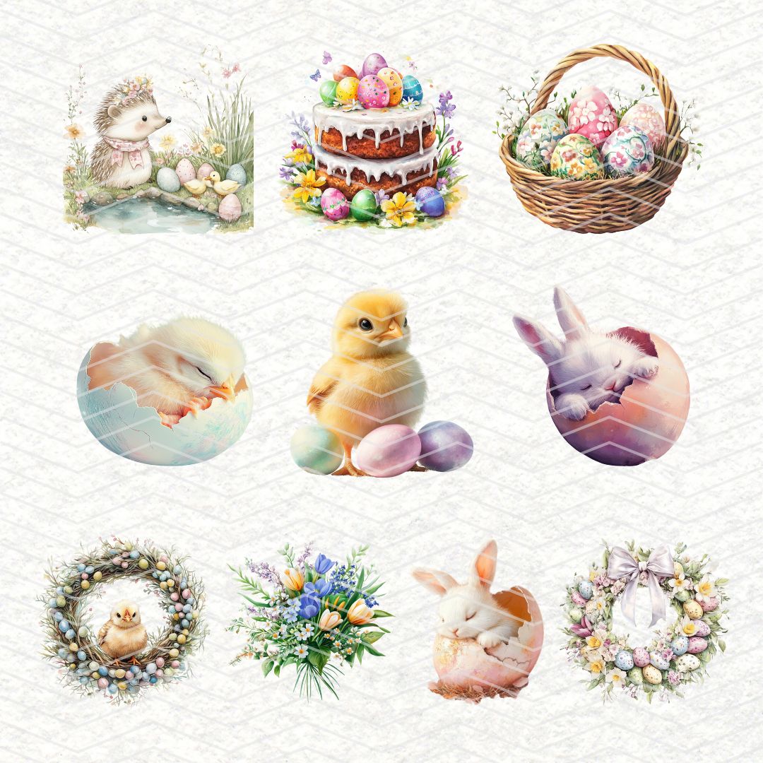 Happy Easter * Set 3 | 30 Clipart PNG per scrapbooking die cuts fai da te