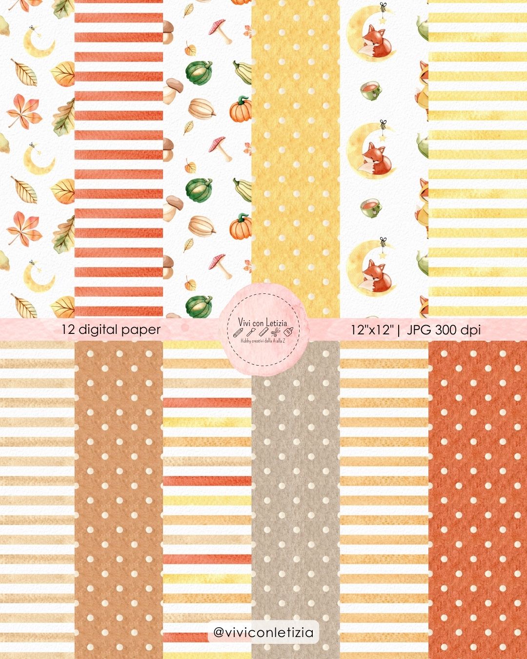 Autumn Vibes | autunno watercolor clipart - stickers - adesivi - digital paper