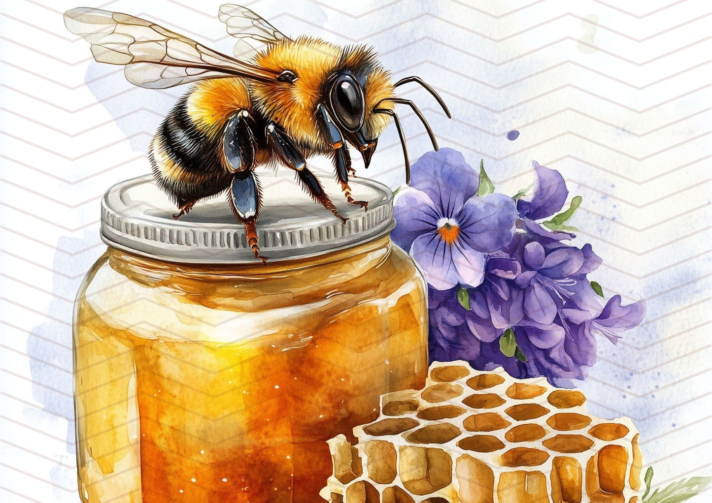 Kit carta scrapbooking con api Bee Happy | formato A4 orizzontale