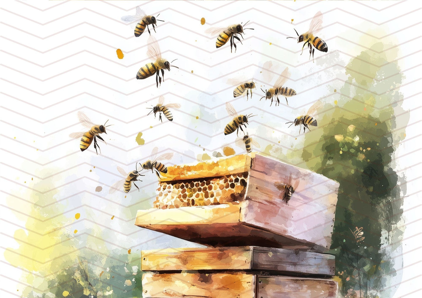 Kit carta scrapbooking con api Bee Happy | formato A4 orizzontale