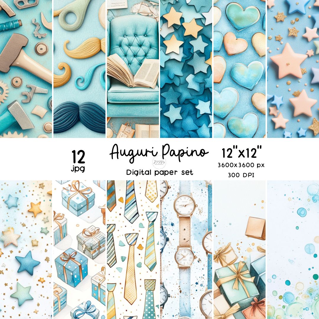 Kit carta scrapbooking Auguri Papino | formato 30.5x30.5 (12"x12")