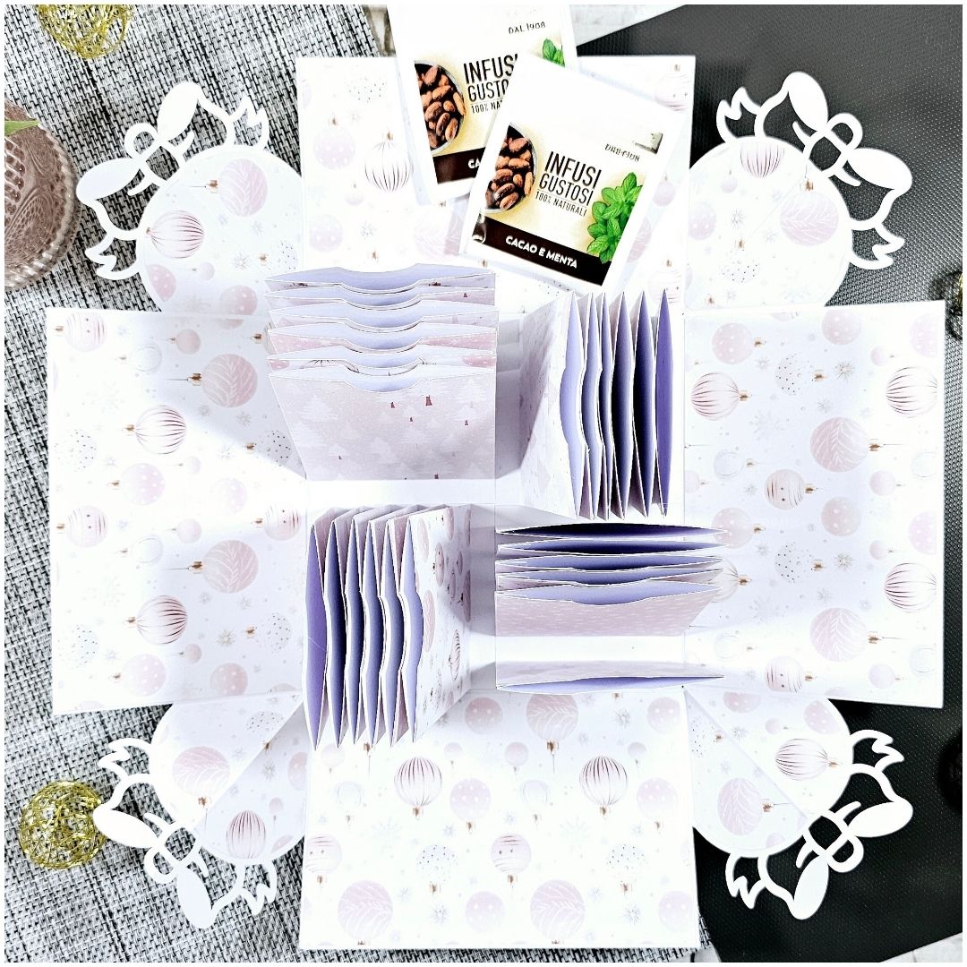 Explosion Box Natale | Calendario Avvento per Tisane | Angolo Pallina natalizia