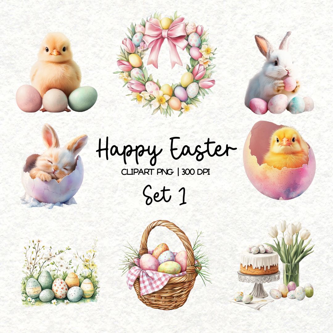 Happy Easter * Set 1 | 30 Clipart PNG per scrapbooking die cuts fai da te