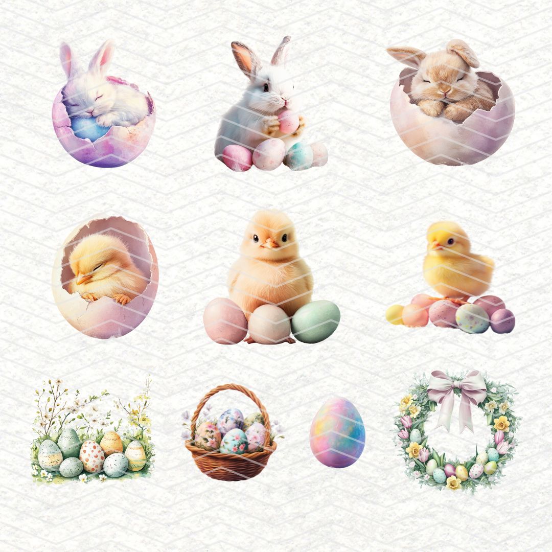 Happy Easter * Set 1 | 30 Clipart PNG per scrapbooking die cuts fai da te