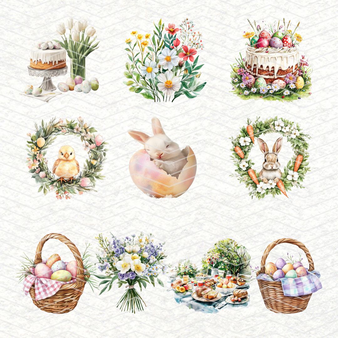 Happy Easter * Set 1 | 30 Clipart PNG per scrapbooking die cuts fai da te