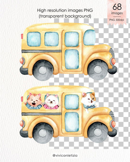 Happy Back to school | Ritorno a scuola clipart - stickers - adesivi - digital paper