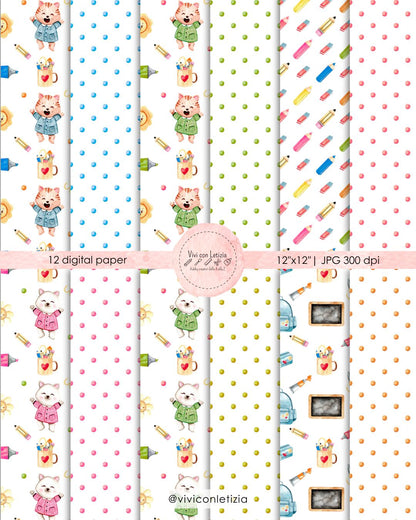 Happy Back to school | Ritorno a scuola clipart - stickers - adesivi - digital paper