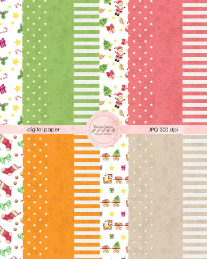 Gifts from Santa | Natale watercolor clipart - stickers - adesivi - digital paper