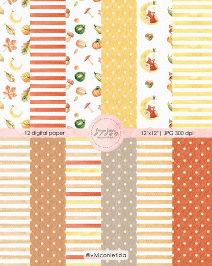 Autumn Vibes | autunno watercolor clipart - stickers - adesivi - digital paper