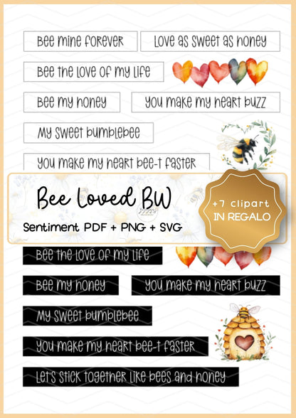 Bee Loved PDF • PNG • SVG sentiment die-cuts |  Parole, scritte e frasi per scrapbooking da ritagliare