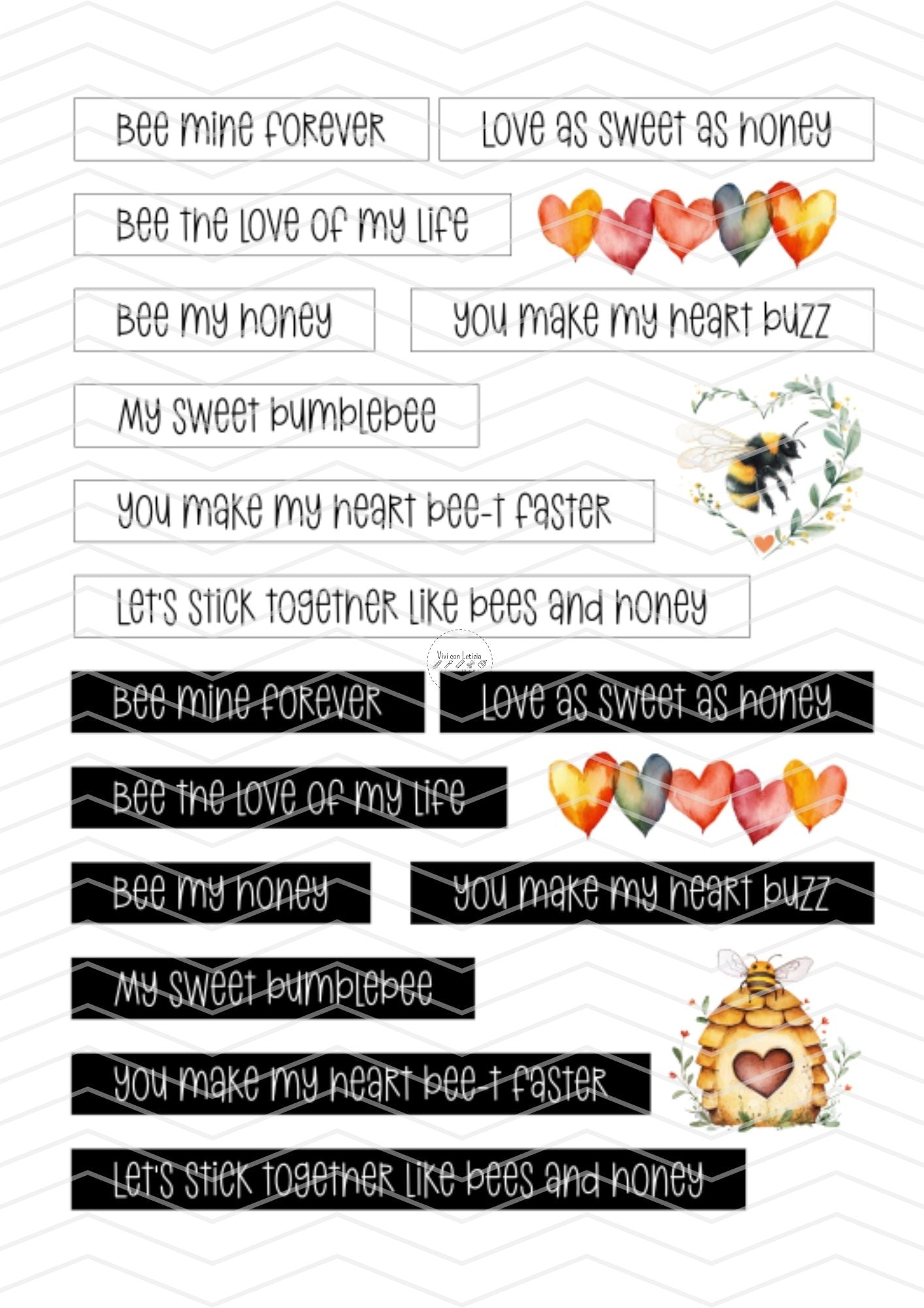 Bee Loved PDF • PNG • SVG sentiment die-cuts |  Parole, scritte e frasi per scrapbooking da ritagliare