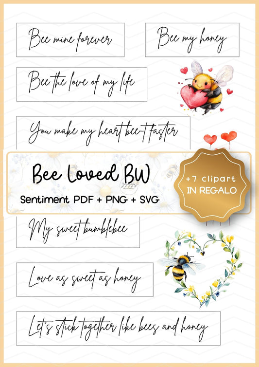 Bee Loved PDF • PNG • SVG sentiment die-cuts |  Parole, scritte e frasi per scrapbooking da ritagliare