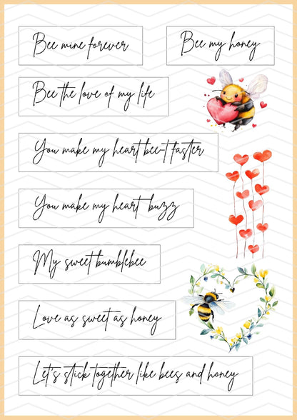 Bee Loved PDF • PNG • SVG sentiment die-cuts |  Parole, scritte e frasi per scrapbooking da ritagliare