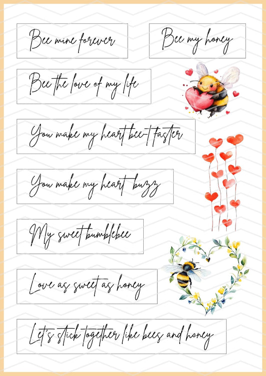 Bee Loved PDF • PNG • SVG sentiment die-cuts |  Parole, scritte e frasi per scrapbooking da ritagliare